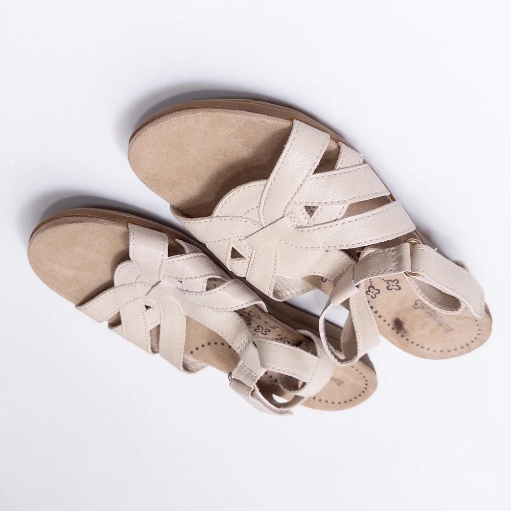 Baretraps Sandals Womens 11M Beige‎ Strappy Hook Loop Comfort